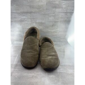 Orvis Men Corduroy Faux Fur Lined Slippers Olive Green Size 11 Slip On Shoes